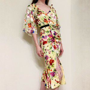 NWT SALONI Olivia Floral Lemon Poppies Silk Dress 0
